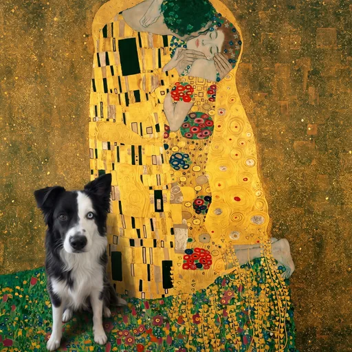 A pet painted into The Kiss