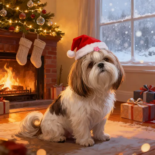 Shih Tzu Christmas pet portrait